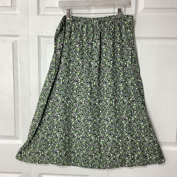 CJ Banks Rayon Skirt Fruit Design Pears Limes Pineapples Button Front 1X - Picture 2 of 11